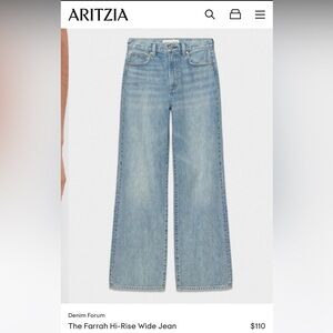 NWOT Aritzia Denim Forum Farrah Hi-Rise Wide Leg